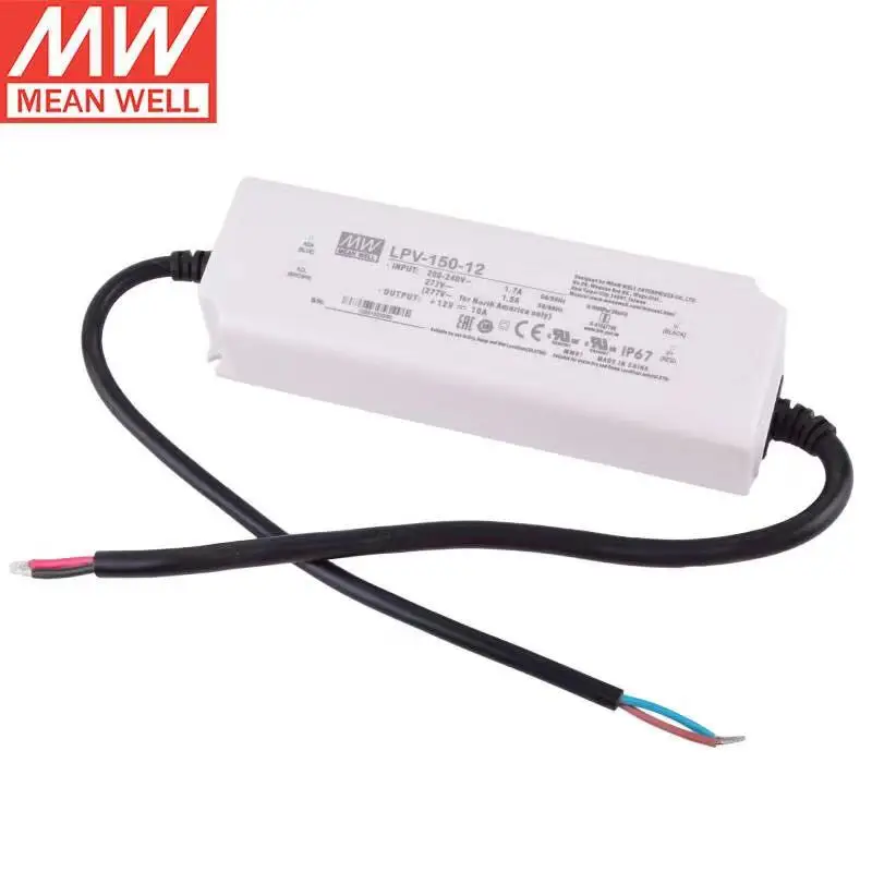 Tai Wan MEAN WELL LPV-150-12 12V 10A  150Watt Constant Voltage waterproof Power Supply IP67 For LED Lighting driver