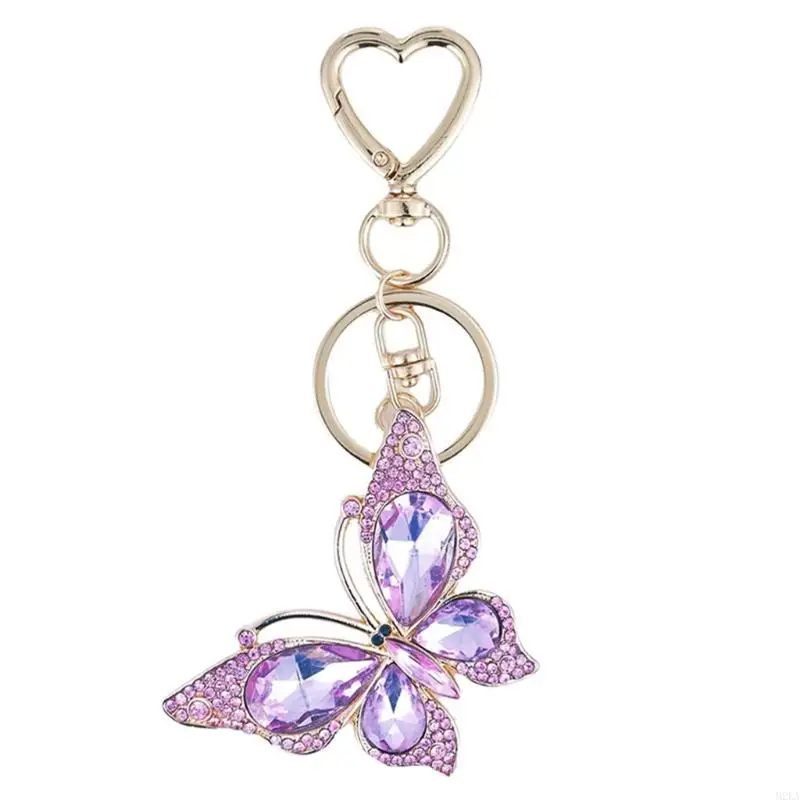 2026 New Sparkling Butterfly Bag Charm Keyring Accessory Pendant Metal Texture Perfect for Decorating Purse and Backpack