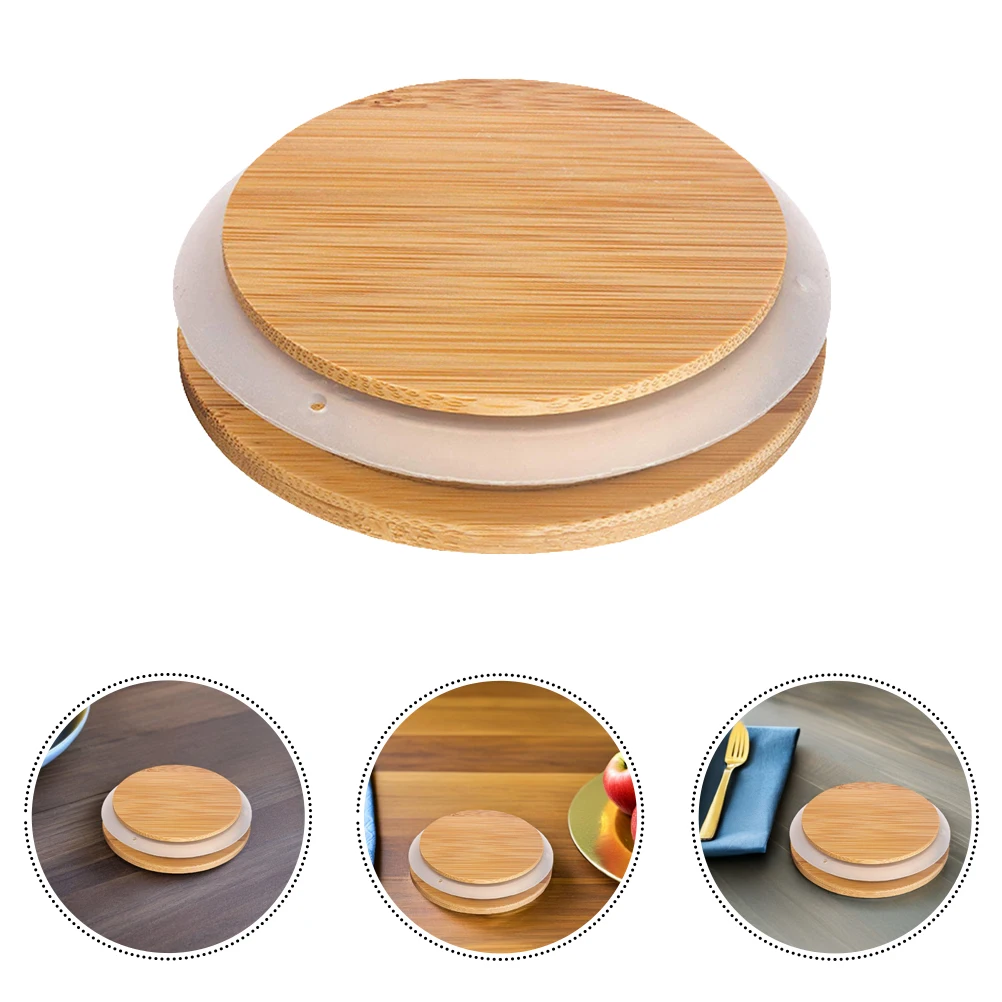 

2Pcs Bamboo Lid Glass Jar Bottle Cover Storage Tank Sealer Holder Cup Can Mason Accessories Household Storage Solutions Glass