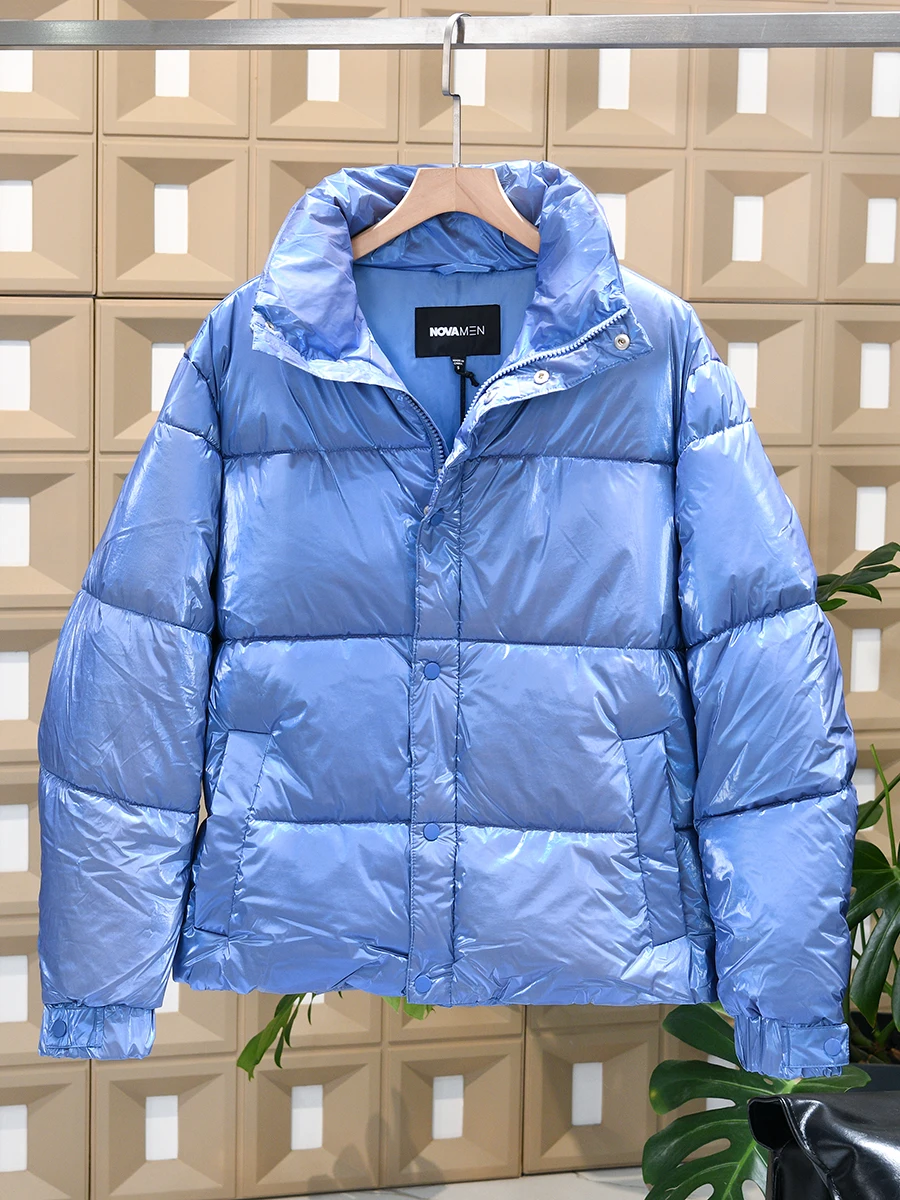 

Fain Brand Laser Coated Fabric High Puffiness Thickened Winter Cotton Jacket Stand Collar Men's Fashionable Warm Coat