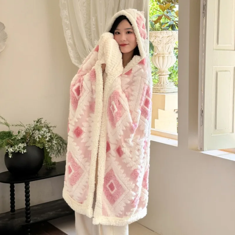 New Jacquard Soft Multifunctional Warm Shawl Blanket Cover Blanket Sofa Blanket Autumn Winter Warm Blanket for Daily Home Use