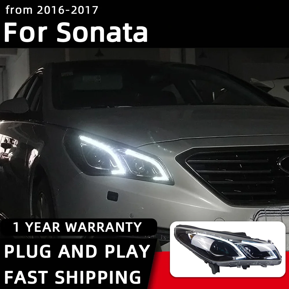 Headlight For Hyundai Sonata 9 LED Headlights 2015-2018 Head Lamp Car Styling DRL Signal Projector Lens Automotive Accessories