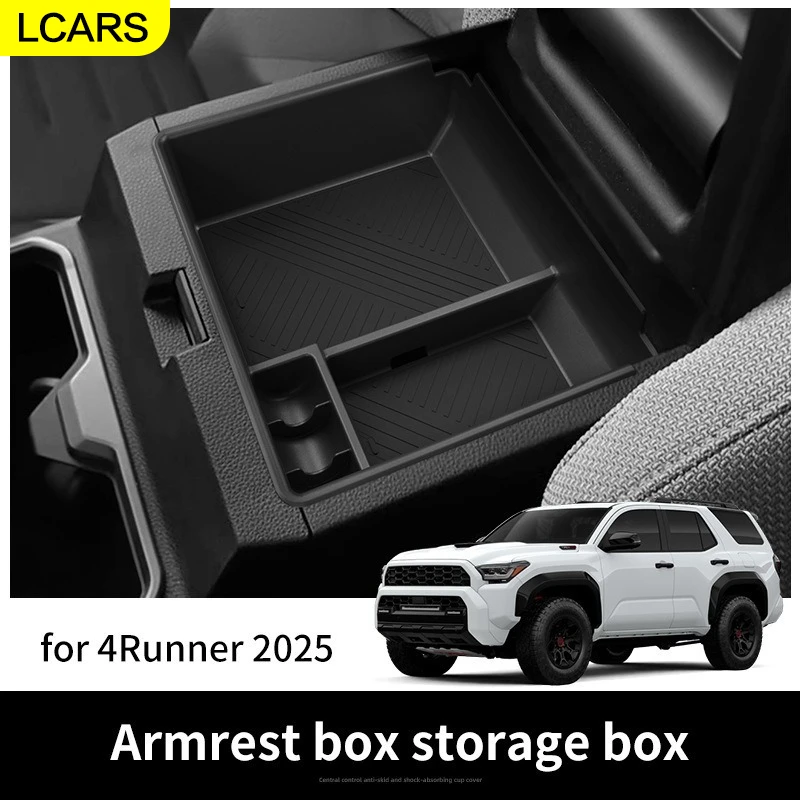 

Lcars-подходит для 25 4Runner, ящик для хранения подлокотника с центральным управлением, черные аксессуары для модификации салона автомобиля
