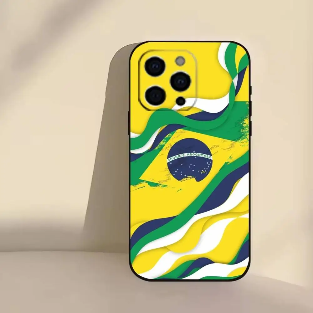 Funda de teléfono con papel tapiz de bandera de Brasil para iPhone 17,16,15,14,13,12,11 Plus,Pro,Max,XS, funda suave de silicona