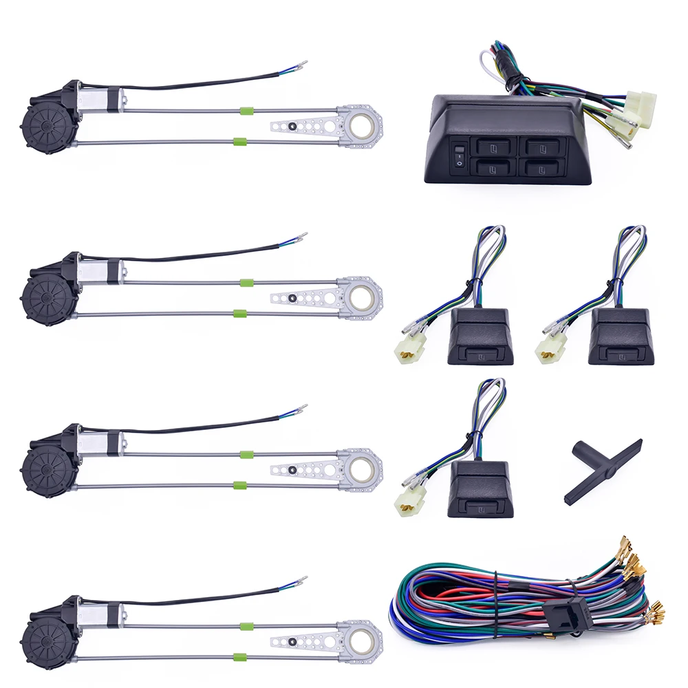 Wholesale high quality 2/4 door car electric power window kit universal electric window regulator with Switches and Harness