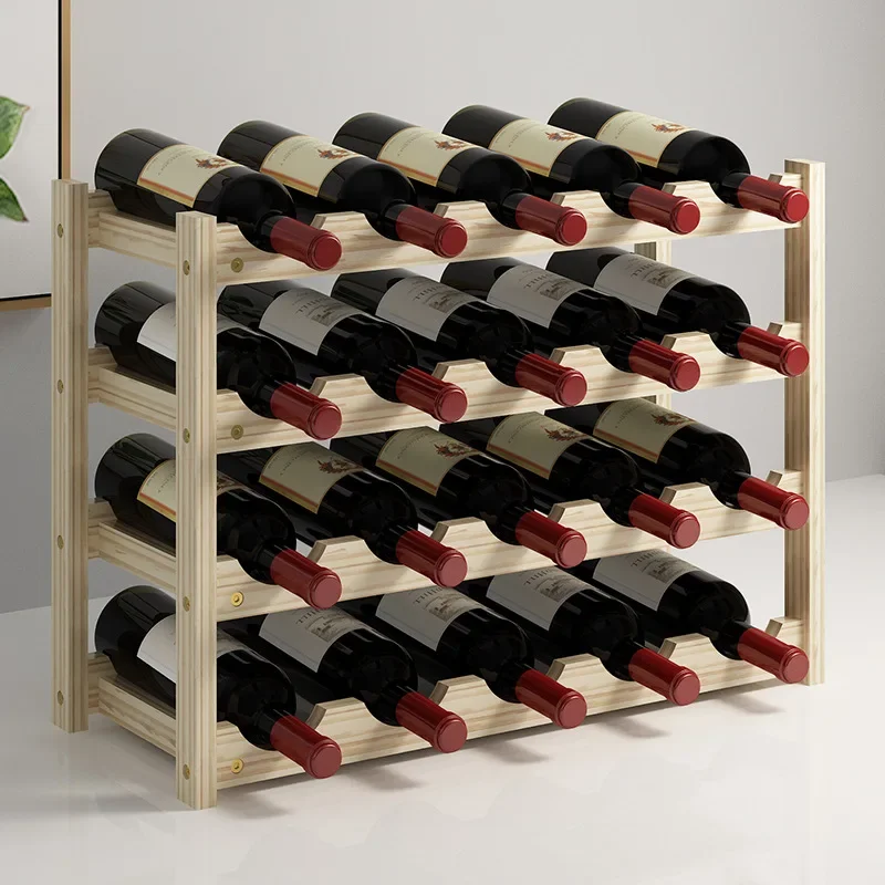 Solid Wood Wine Rack Cabinet Wine Storage Bottle Holder Stand Red Wine Shelf Wooden Bottle Household Wine Cabinet Display Rack