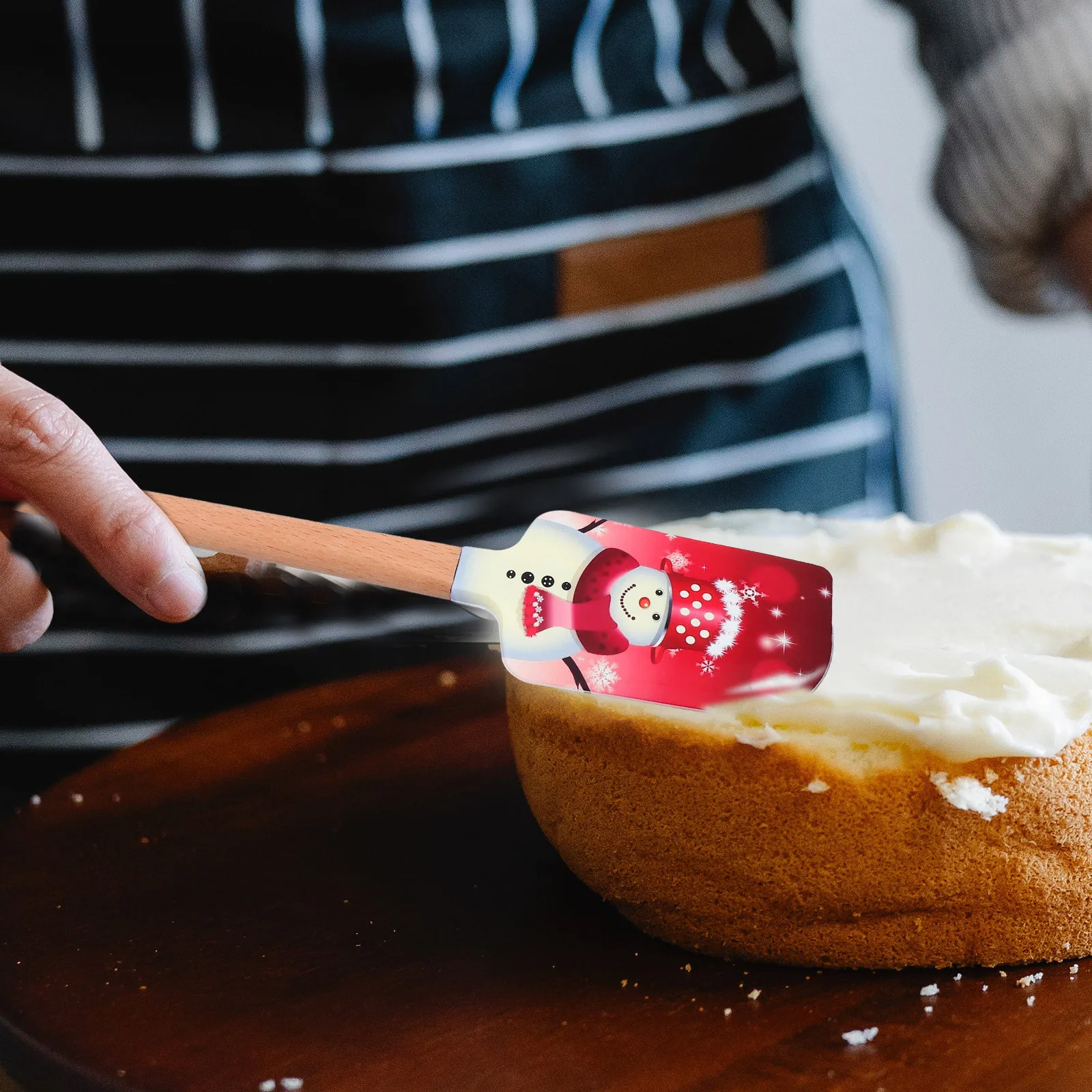 

5pcs Cake Cream Spatula Silicone Wood Handle Non-Stick Baking Scraper Kitchen Utensil Small Spatula Set For Jam Butter Pastry