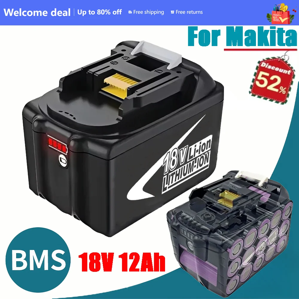 

2025 New Applicable To Makita Lithium Battery 15-cell 18V 6.0Ah/12Ah Power Tool Hand Drill Nail Gun