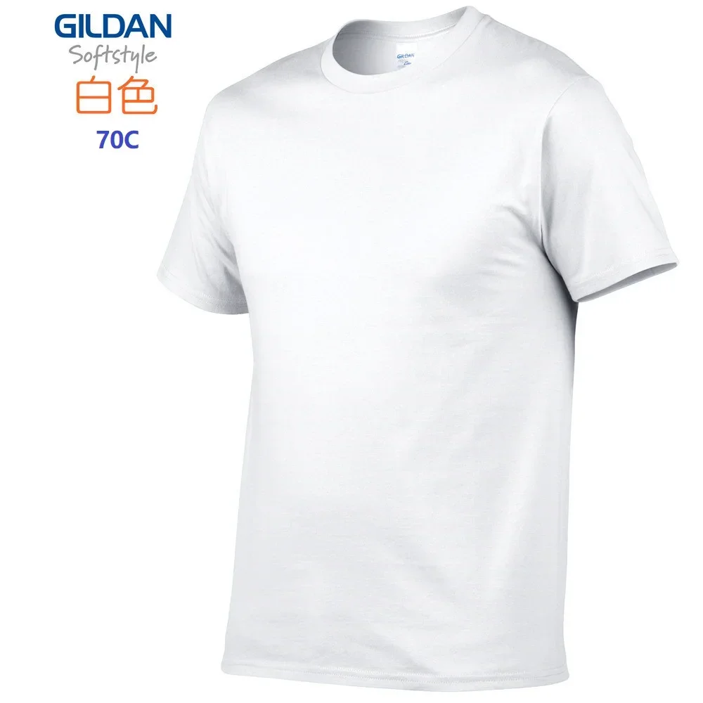 GILDAN 63000 3pcs Men 100%Cotton T-shirts Solid Short Sleeve T Shirt Mens Tops Tees Basic TShirts Customized Logo Photo Print