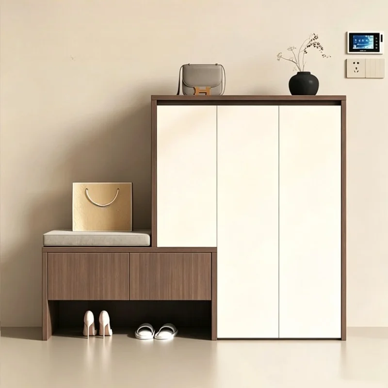 entrance multifunctional shoe cabinet practical wood dust-proof shoe change stool home organizador de zapatos interior furniture