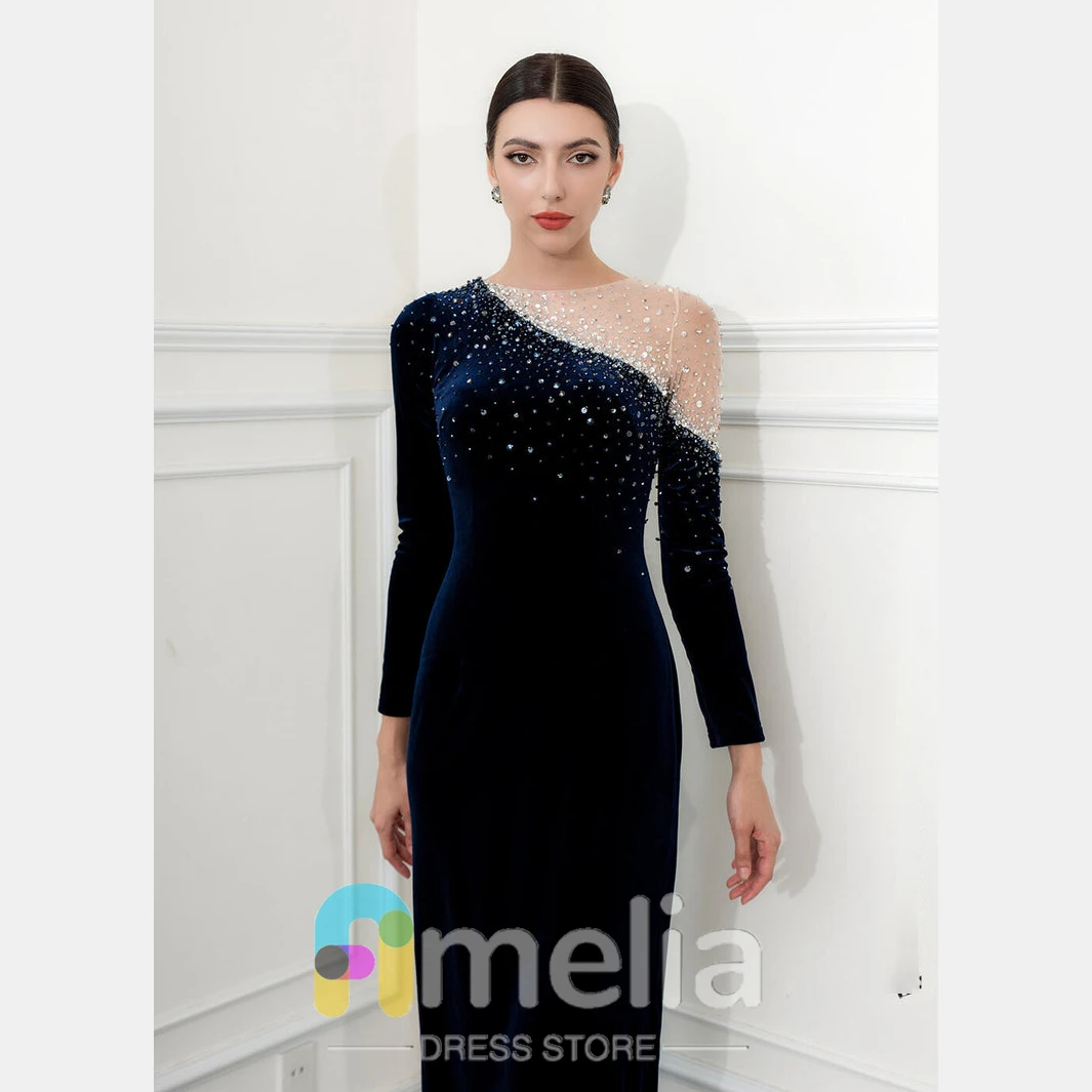 Amelia Dubai Evening Dresses A-Line O Neck Prom Dresses Floor Length Evening  Elegant Formal Party Dress For Women2024