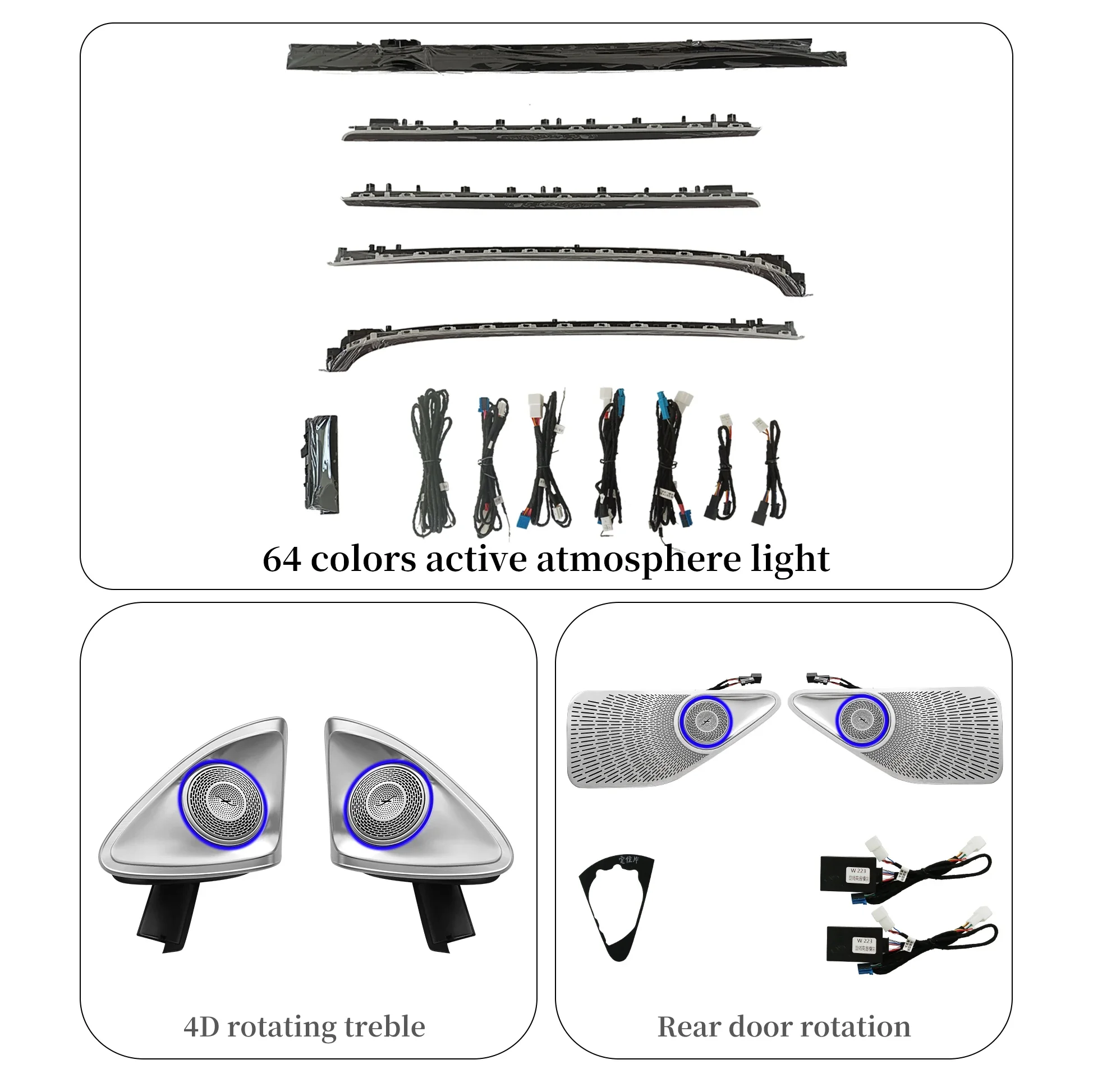 

W223 Auto Lighting System Atmosphere Light 64 Colors LED Car Interior Ambient Light Kit Suitable For Mercedes Benz S-class W223