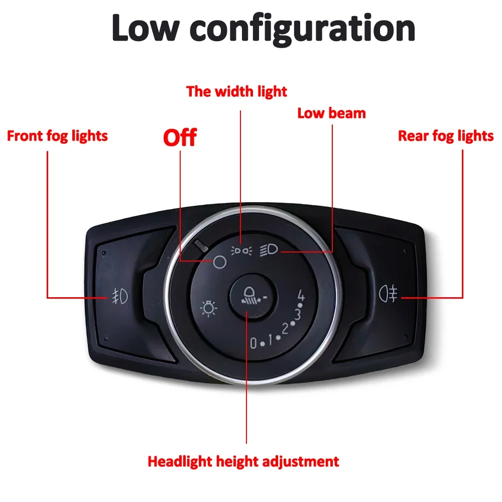 Dash Front Headlight Switch Control Height Adjustment Button for Ford Focus Kuga Ecosport Mondeo BM5T-13A024CPL Car Accessories