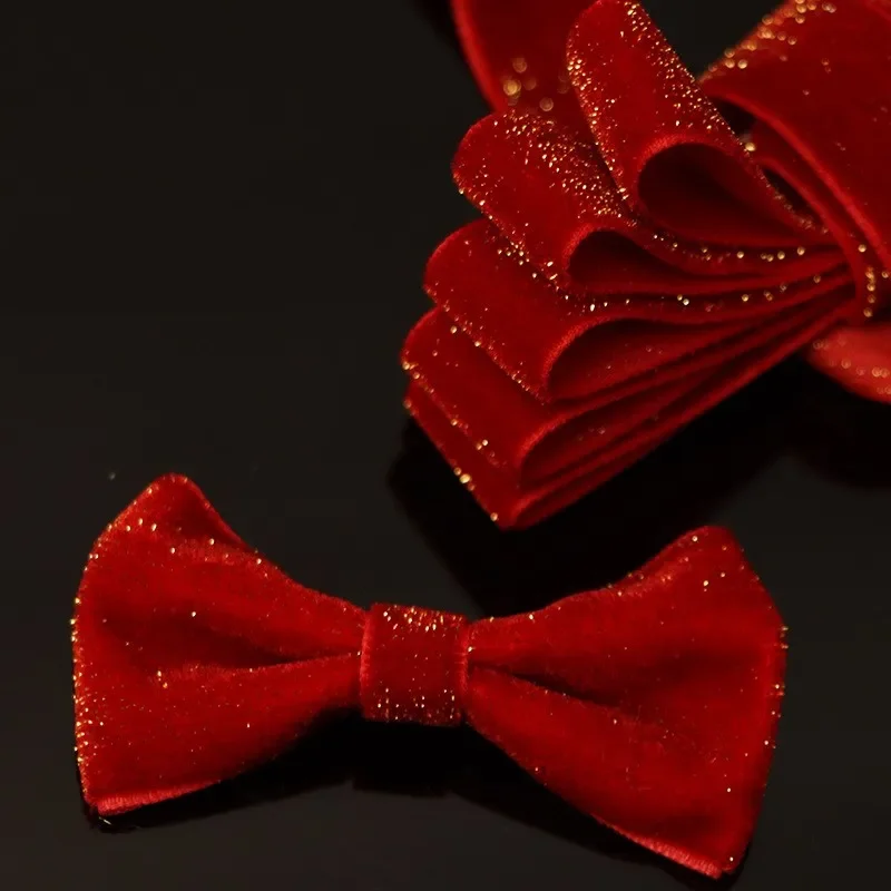 6/10/15/20/25/38mm Velvet Ribbon Handmade Wedding Party Decoration Red Gold Ribbons Handmade Kids Gift Wrapping DIY Hair Bowknot