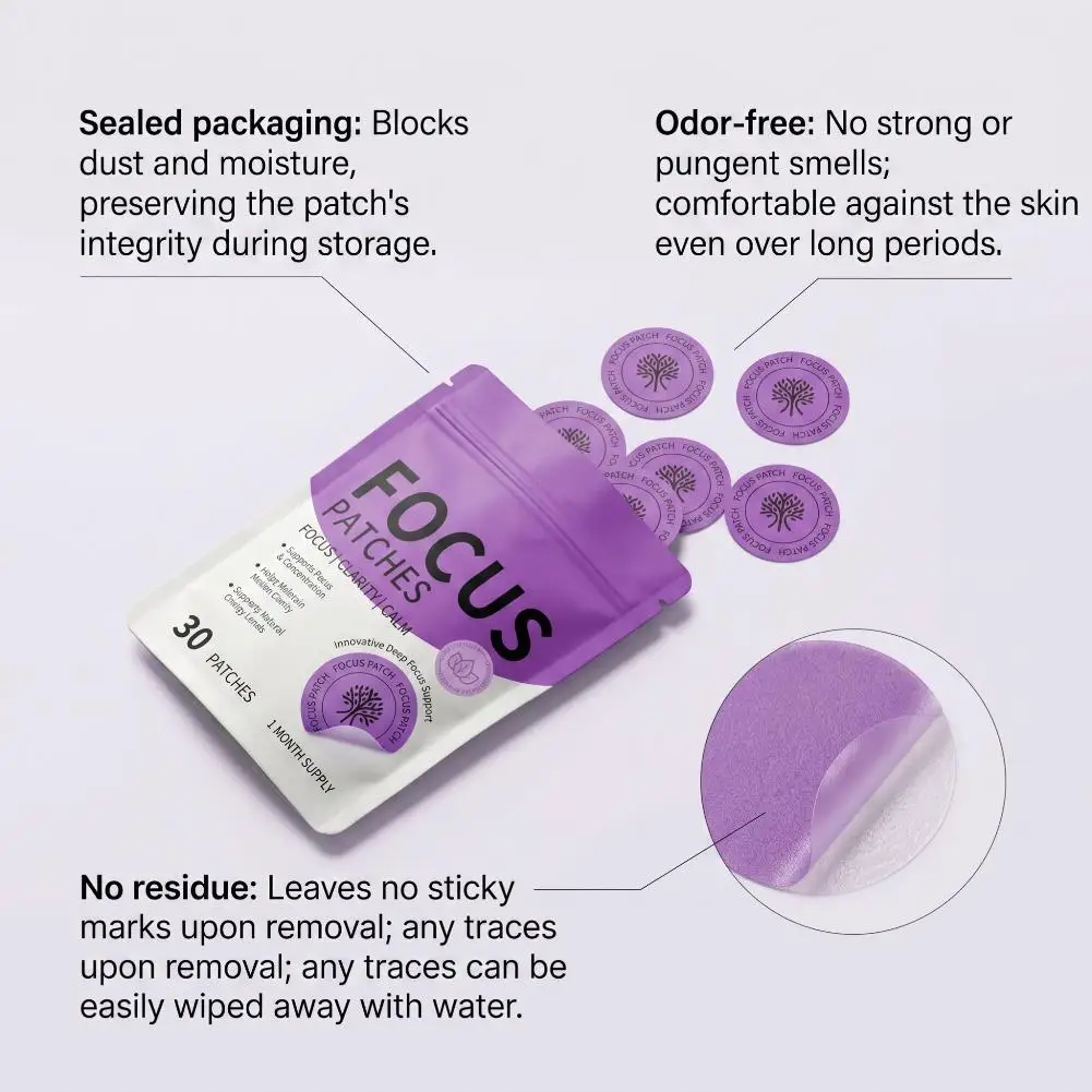 30PCS Purple Care Patch Herbal Essence Balances Body Energy Mild Material Skin Friendly Comfortable Convenient Care Patch