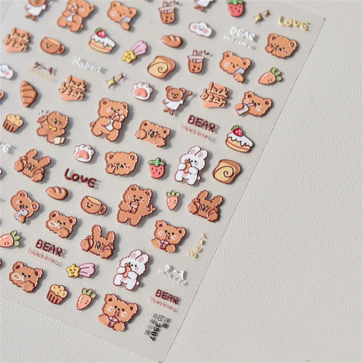 1 pçs 5d alívio animais arte do prego kawaii adesivos dos desenhos animados urso coelho cão auto adesivo transferência decoração do prego decalques deslizantes diy