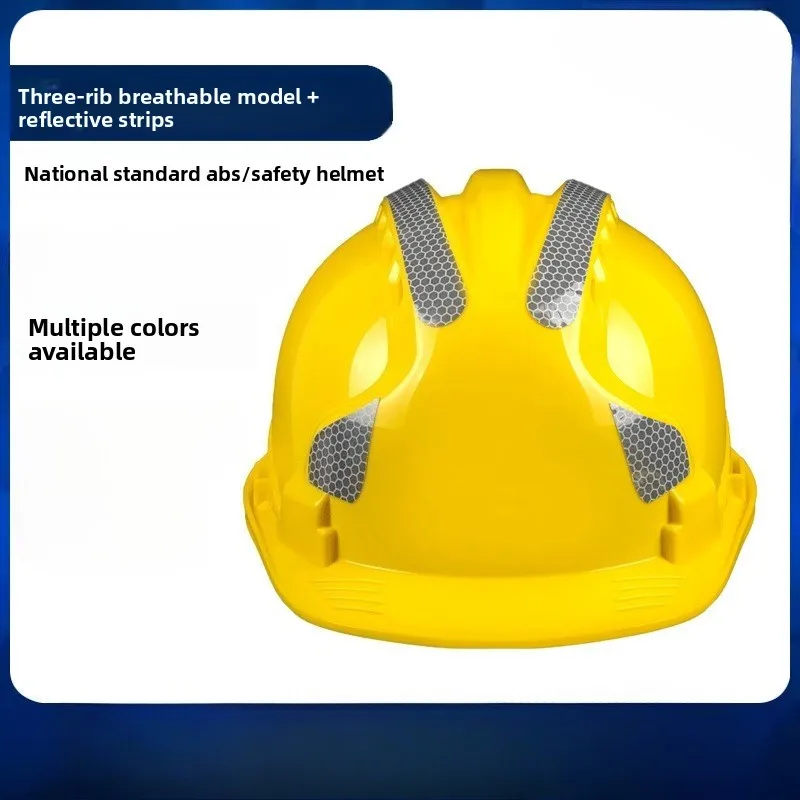 Construction Safety Helmet w/ Reflective Stickers Large Holes Breathable Work Hat Climbing Rescue ABS Hard Hat