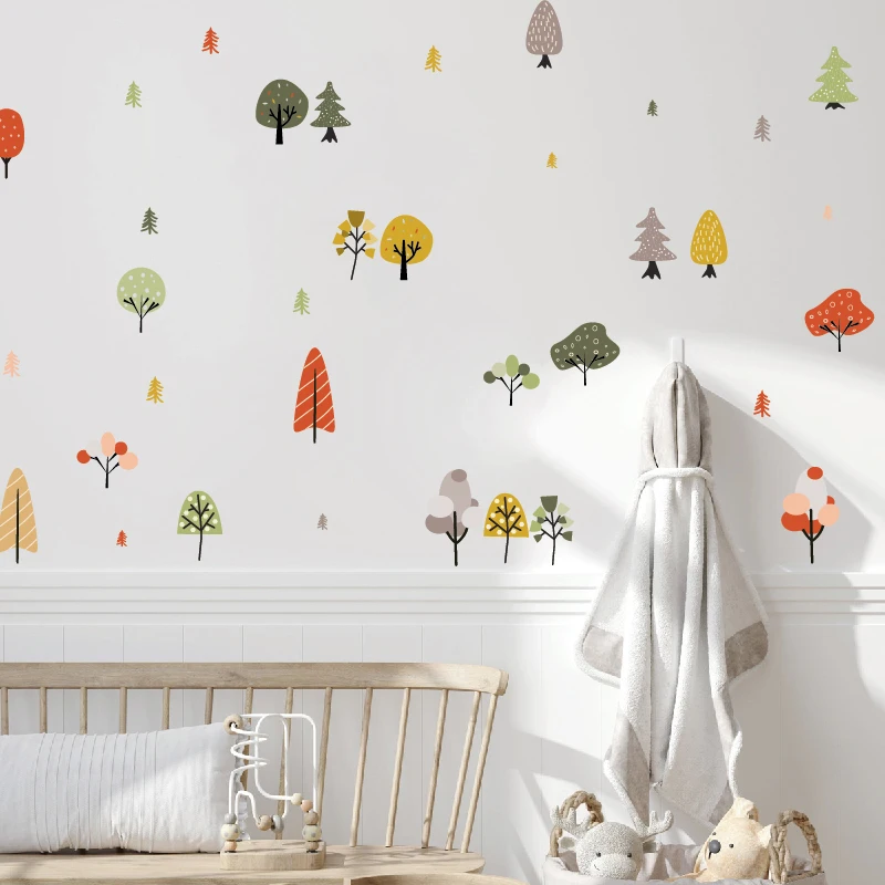 Creative nordic style woodland forest stickers kids room living room decoration self adhesive wall art decal nursery
