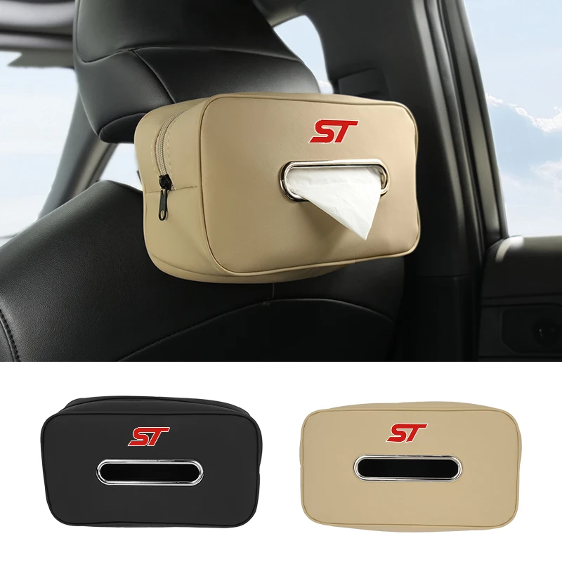 Car Seatback Tissue Box Armrest Paper Napkin Storage Bag Accessories For Ford ST Line Racing RS S Kuga Fiesta Fusion Mondeo