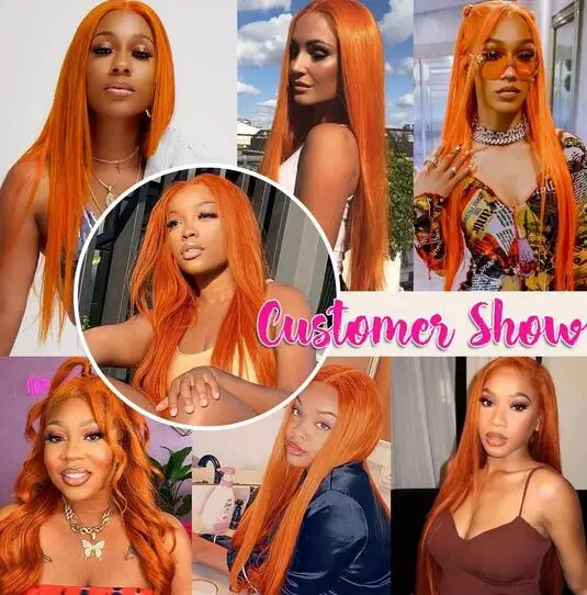 Transparent Wig For Women Ginger Orange 13x6 Front Wigs Human Hair Bone Straight 13x4 Human Hair Lace Front