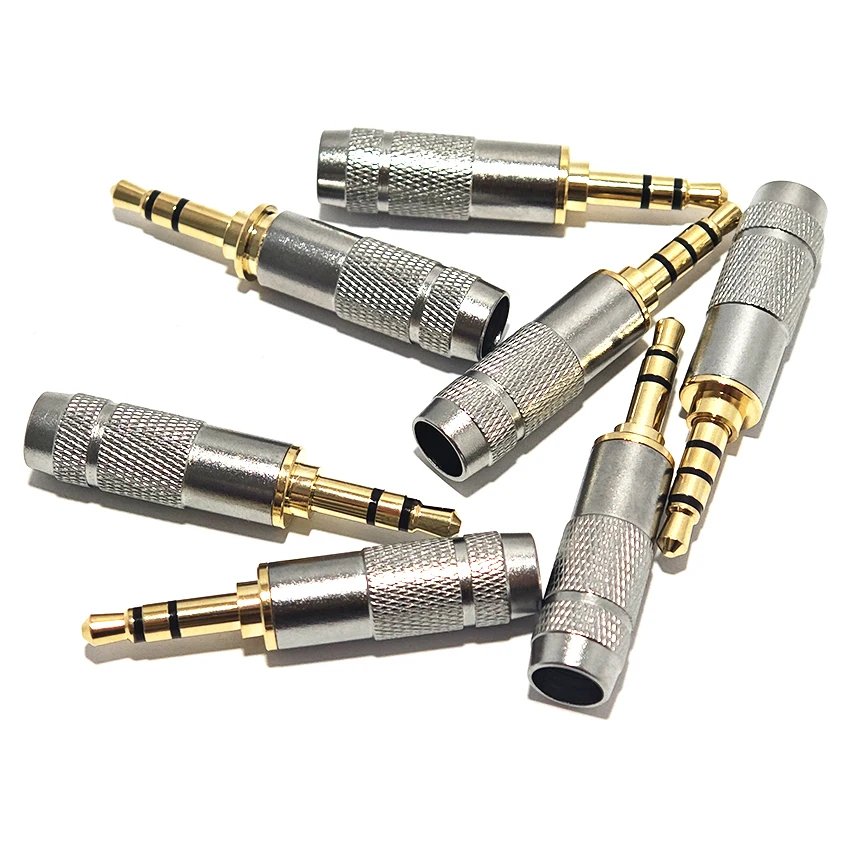 

3.5mm Stereo 4 Pole Headphone Jack Plug Audio Solders Connectors Silver RCA 1 pair 3.5mm four section 3.5mm plug