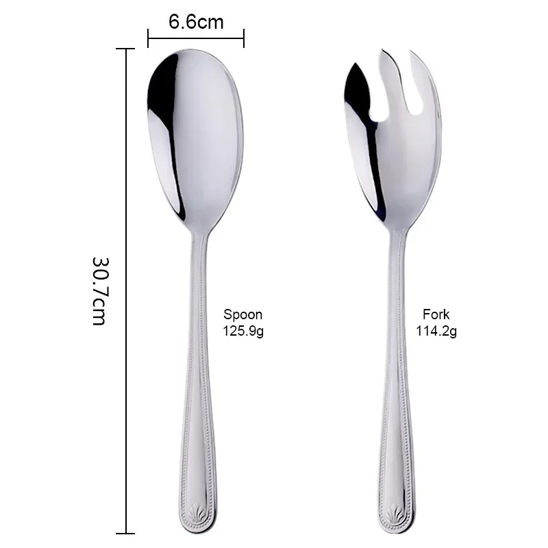 Big Salad Spoon Fork Set Stainless Steel Kitchen Food Server Pasta Utensils Public Gold Tableware Using Buffet Restaurant Tools