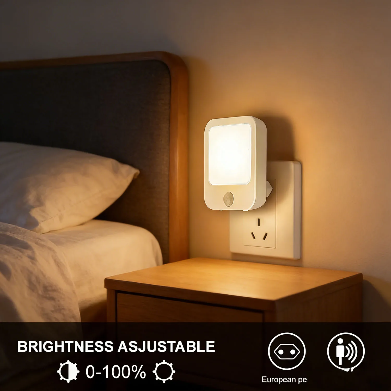 1pc Night Light With Plug Design, Equipped With Motion Sensor, Suitable For Bedrooms, Bathrooms, Kitchens, And Living Rooms