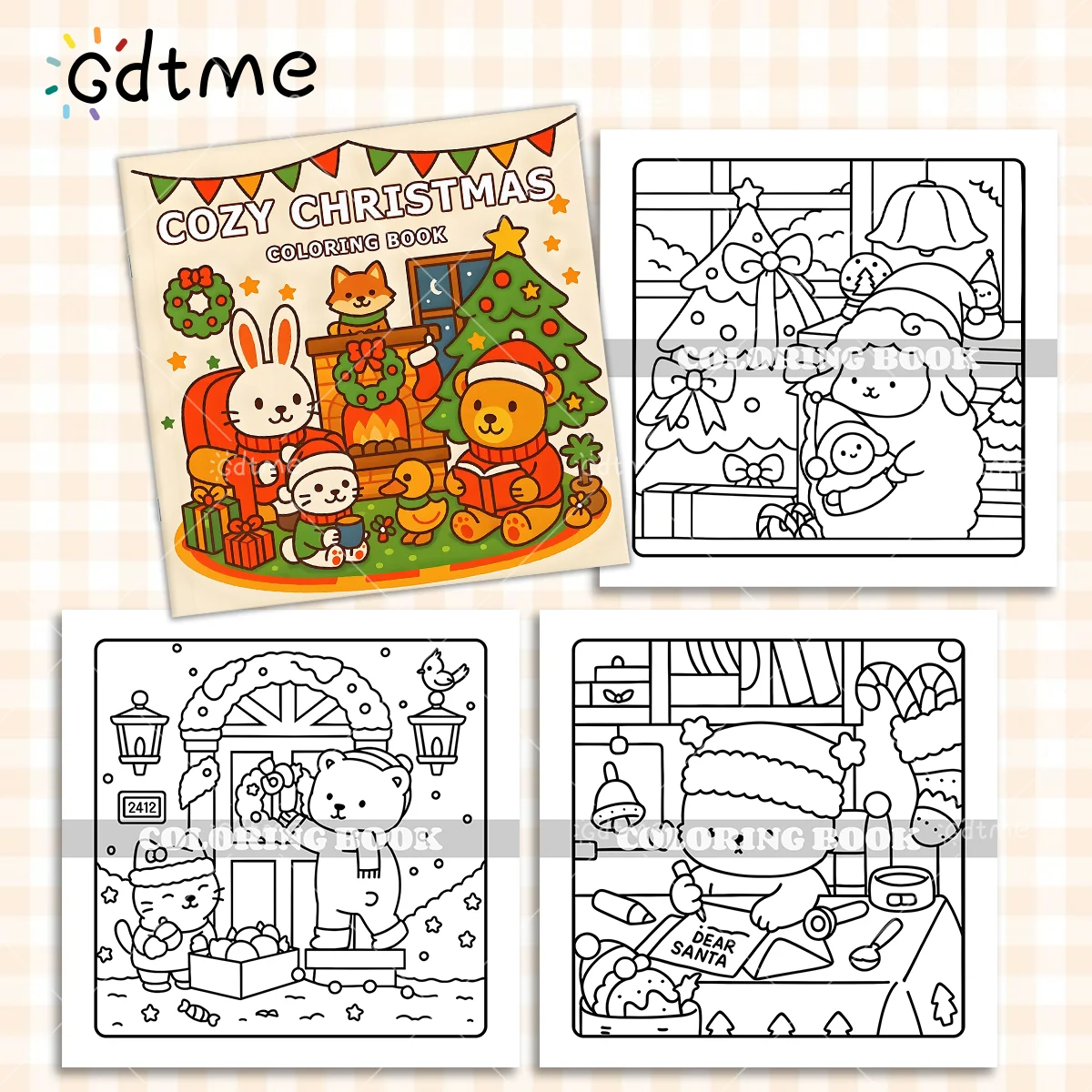 كتاب تلوين مريح لعيد الميلاد - ورق سميك للبالغين والمراهقين - كتاب رسم لطيف ومبتكر لتخفيف التوتر، فكرة هدية يمكنك صنعها بنفسك