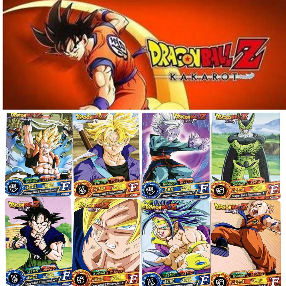 5 Paquetes de Tarjetas de Dragon Ball Z, Goku, Vegeta, Freezer, Majin Buu, Broly, Piccolo, Figuras de Acción, Tarjetas de Papel Coleccionables, Regalo para Niños