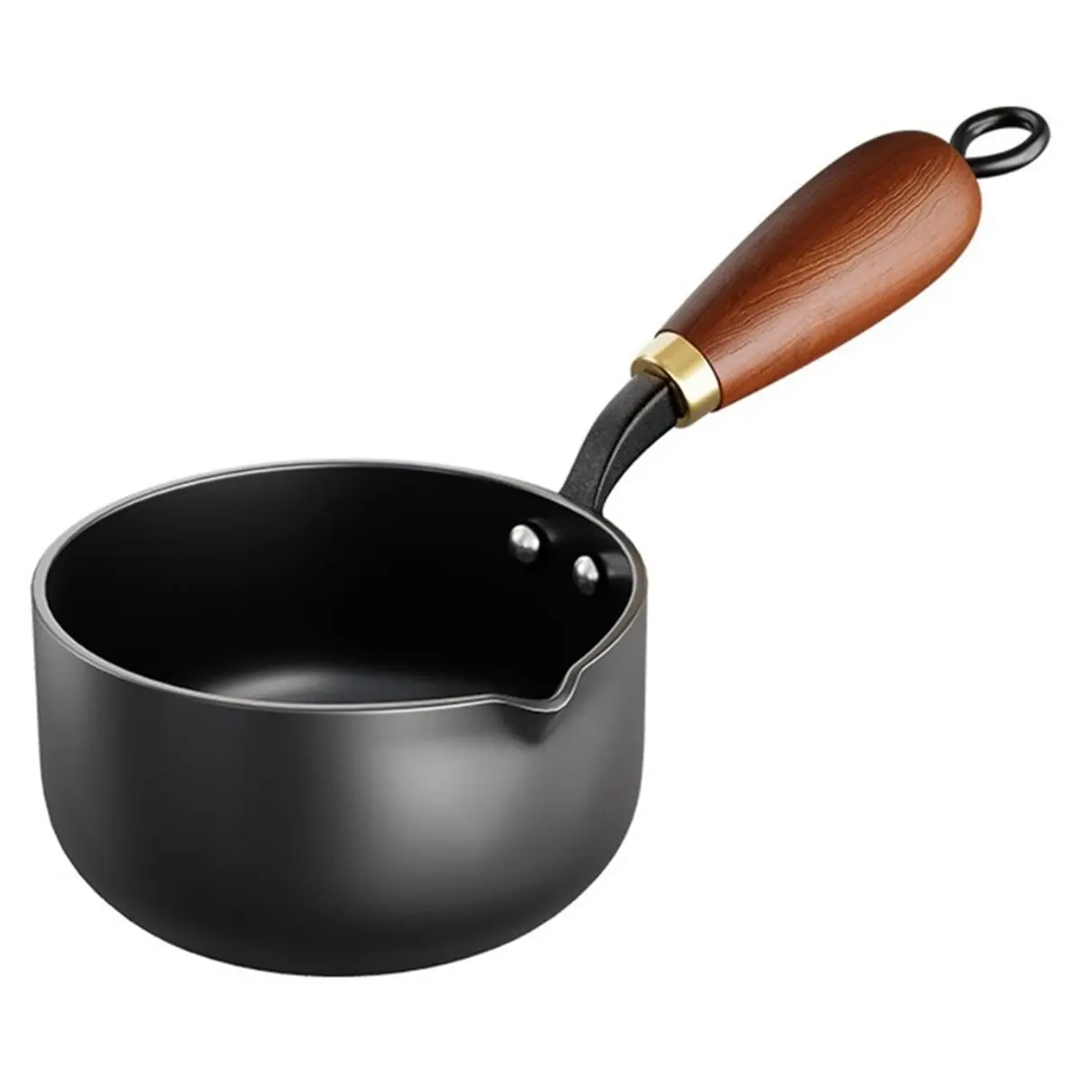 2026 Trend Egg Frying Pan Cast Iron Oil Splashing Pot Uncoated Wooden Handle Omelette Pan Mini Deepened Butter Melting Chocolate