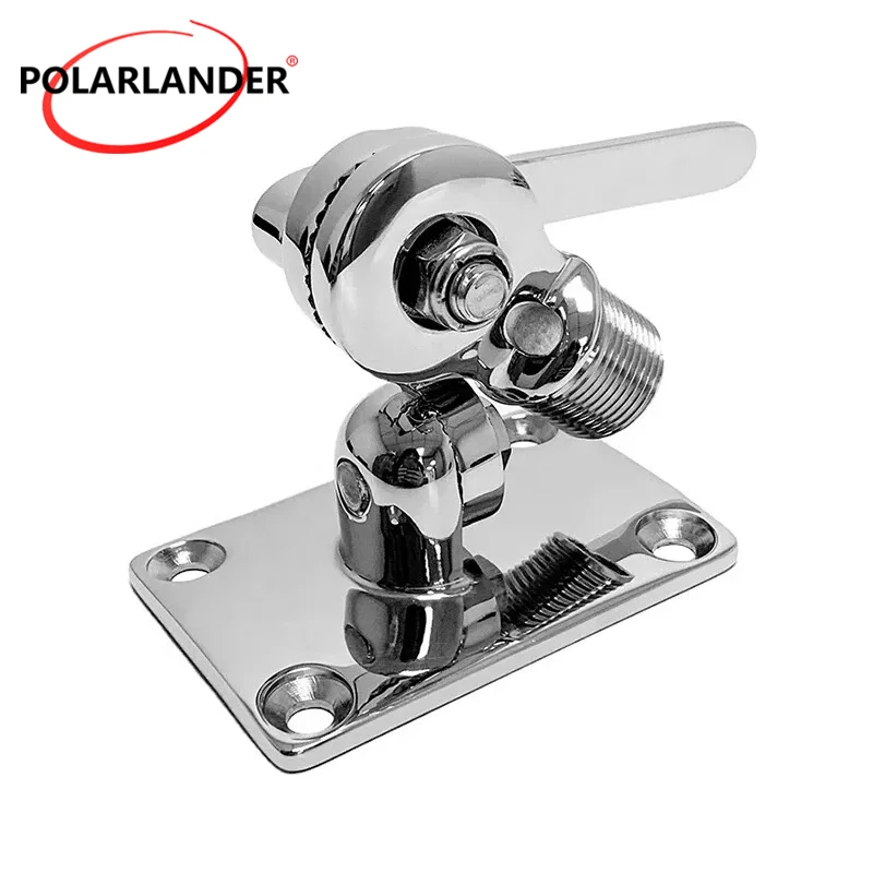 92x63mm 316 Stainless Steel VHF Antenna Ratchet Base Hole Dia 25mm Marine Boat Antenna Bracket