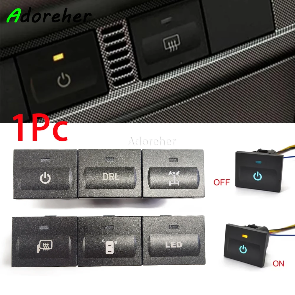 1 قطعة سيارة LED DRL ضوء الرادار الاستشعار السلطة على قبالة مرآة الرؤية الخلفية مفتاح الحرارة زر مع سلك لفورد فوكس 2 Mk2 2009 2010 2011