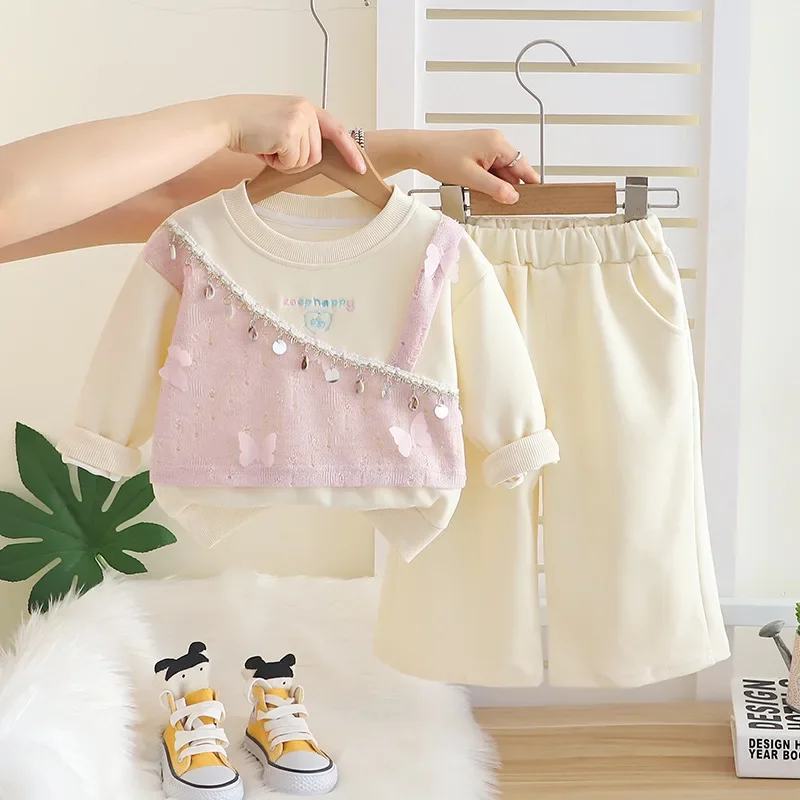 

New Spring Autumn Fashion Baby Girls Clothes Suit Children Long Sleeved T-Shirt Pants 2Pcs/Sets Kids Clothing Infant Tracksuits