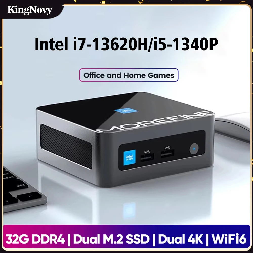 Morefine M9 프로 NUC 미니 PC, 13 세대 인텔 i7-13620H i5-1340P N100 DDR4 NVME 와이파이, 듀얼 HDMI2.0, 2.5G LAN, 휴대용 미니 컴퓨터