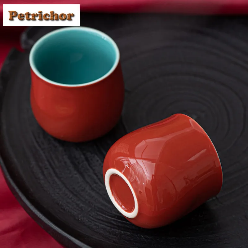 

2pc/lot Palace Museum Red Hand Pinch Teacup Luxury Tea Bowl Jug Meditation Cup Jianzhan Master Cups Drinkware Decoration 50ml