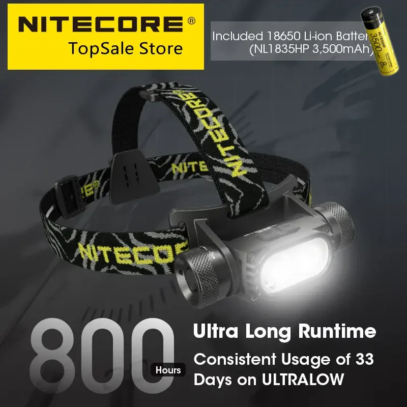 

Налобный фонарь NITECORE HC68 светодиодный, 2000 люмен, USB, перезаряжаемый налобный фонарь, Регулируемый прожектор, двойной луч, литий-ионный аккумулятор 18650