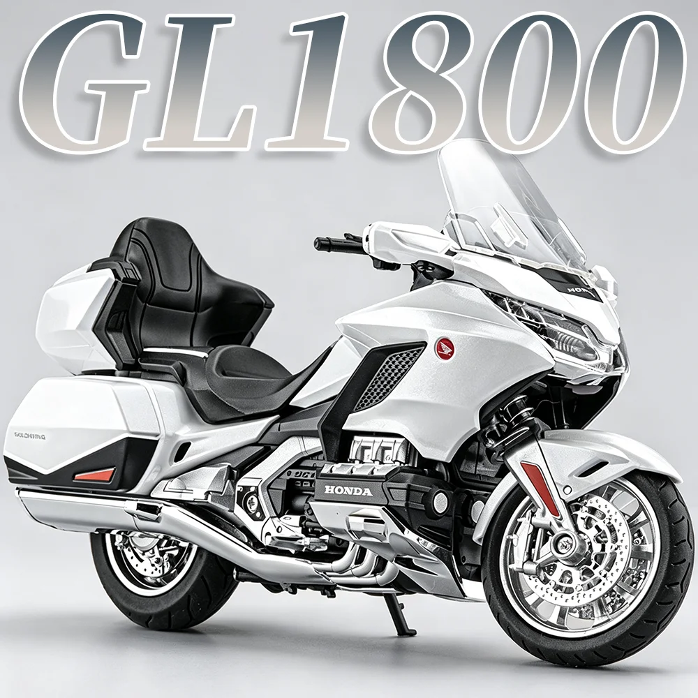 1:12 Scale Honda GL1800 Model Motorcycle Toy Metal Diecast Front Wheel Steering Sound Light Shock Absorption Ornament Motorbikes