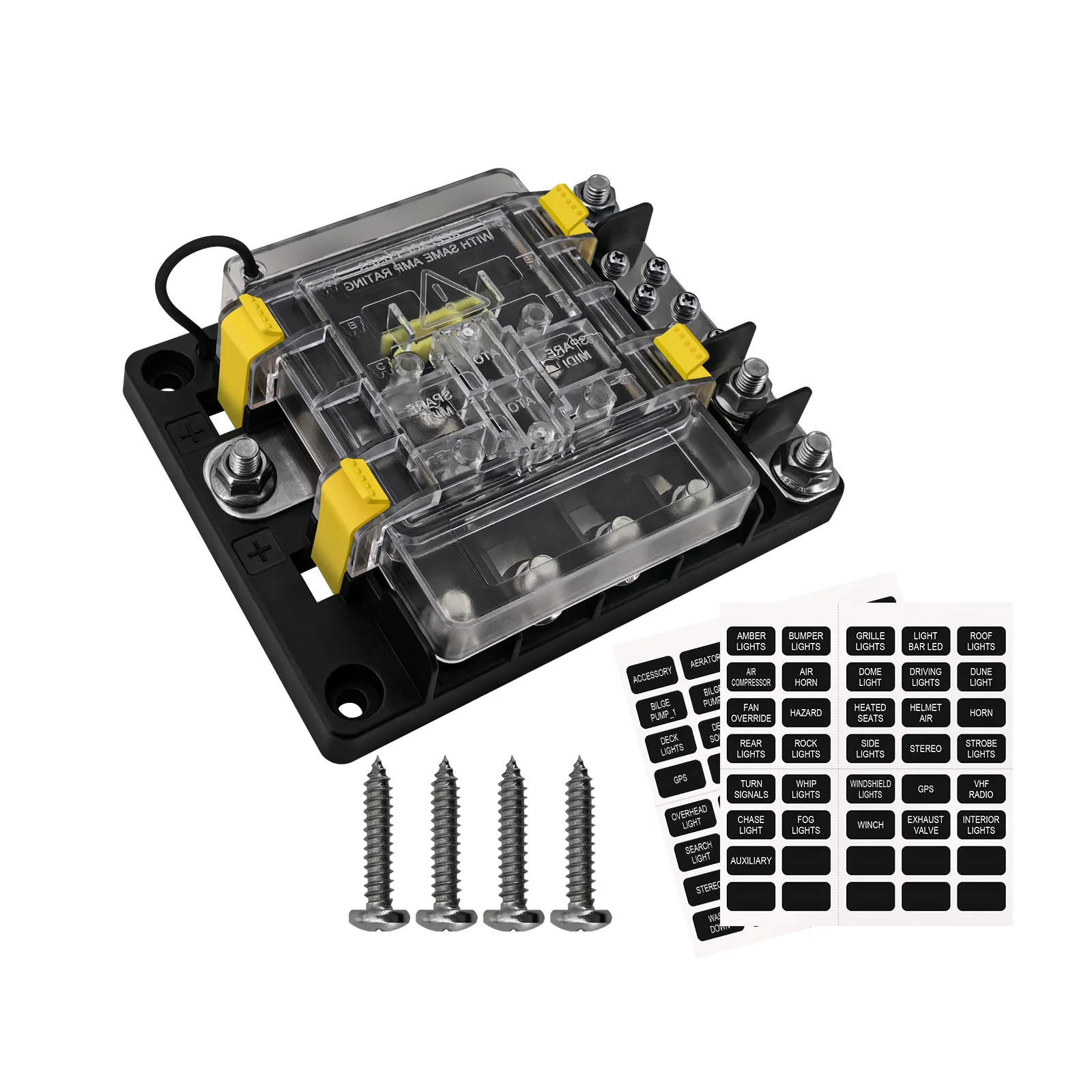 Heavy-Duty 10-Way Fuse Box Panel | 6-Way ATO/ATC Standard Blade Fuse Block | 4-Way MIDI/ANL Mini Fuse Holder for Car Boat Camper