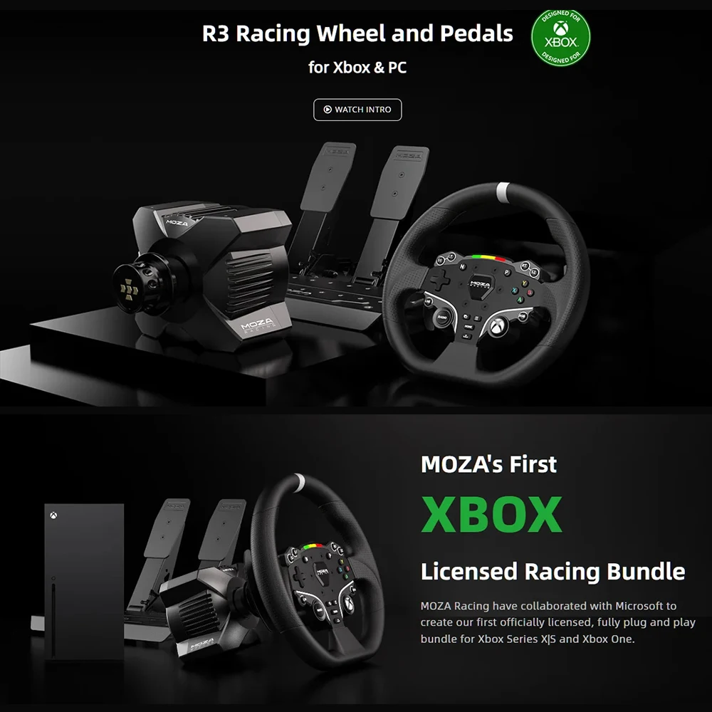 MOZA R3 Racing Wheel and Pedals for Xbox & PC 3.9 Nm of Torque Continuously Output Fully Compatible with Mainstream Racing Games