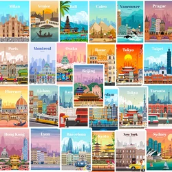 Waterproof Travel City Landscape Graffiti Sticker para Crianças, DIY Bagagem, Laptop, Telefone, Skate, Motocicleta, Toy Decal, Presente, 25Pcs