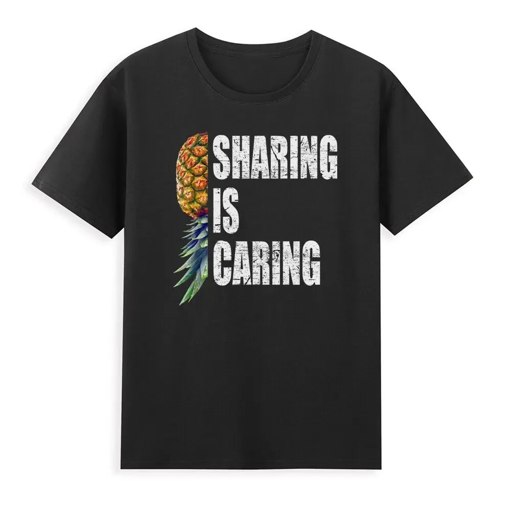 Sharing is Caring Funny Upside Down Pineapple Swinger Meme Vintage   Anime Graphic T-shirts Unisex 100% cotton