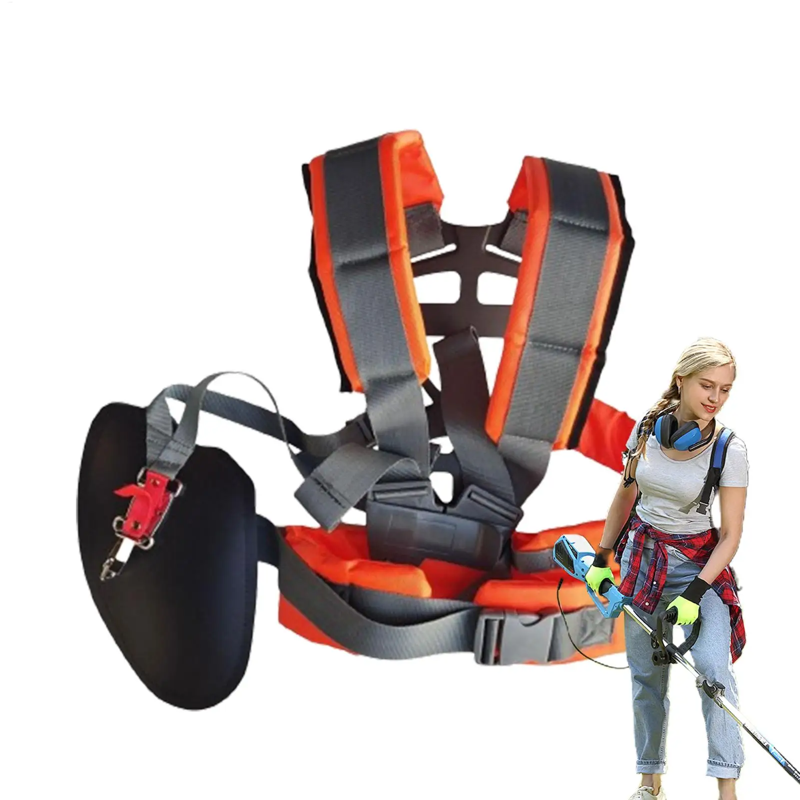 

Double Shoulder Brush Cutter Harness Padded Adjustable Trimmer Strap Labor Saving Garden Tool Belt for Lawn Mower Weeder