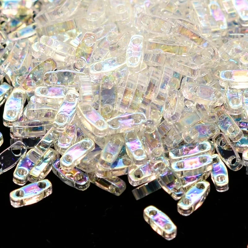 MIYUKI Transparent 5*1.2*1.9mm TILA Beads 2-Holes Square Flat Japan Colored Light Beads for DIY Jewelry Making  Accessories