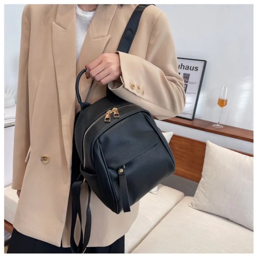 

Fashion Soft Backpack Large Capacity Multifunction School Bag PU Leather Casual Handbag Women