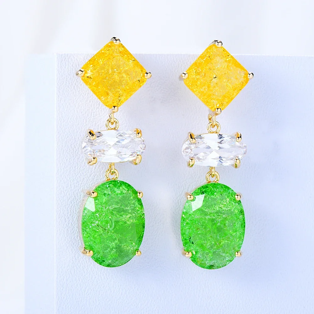 

Soramoore Luxury Oval Round CZ Pendant Earrings High Quality Fashion Jewelry For Women Wedding Daily Party серьги 2021 тренд