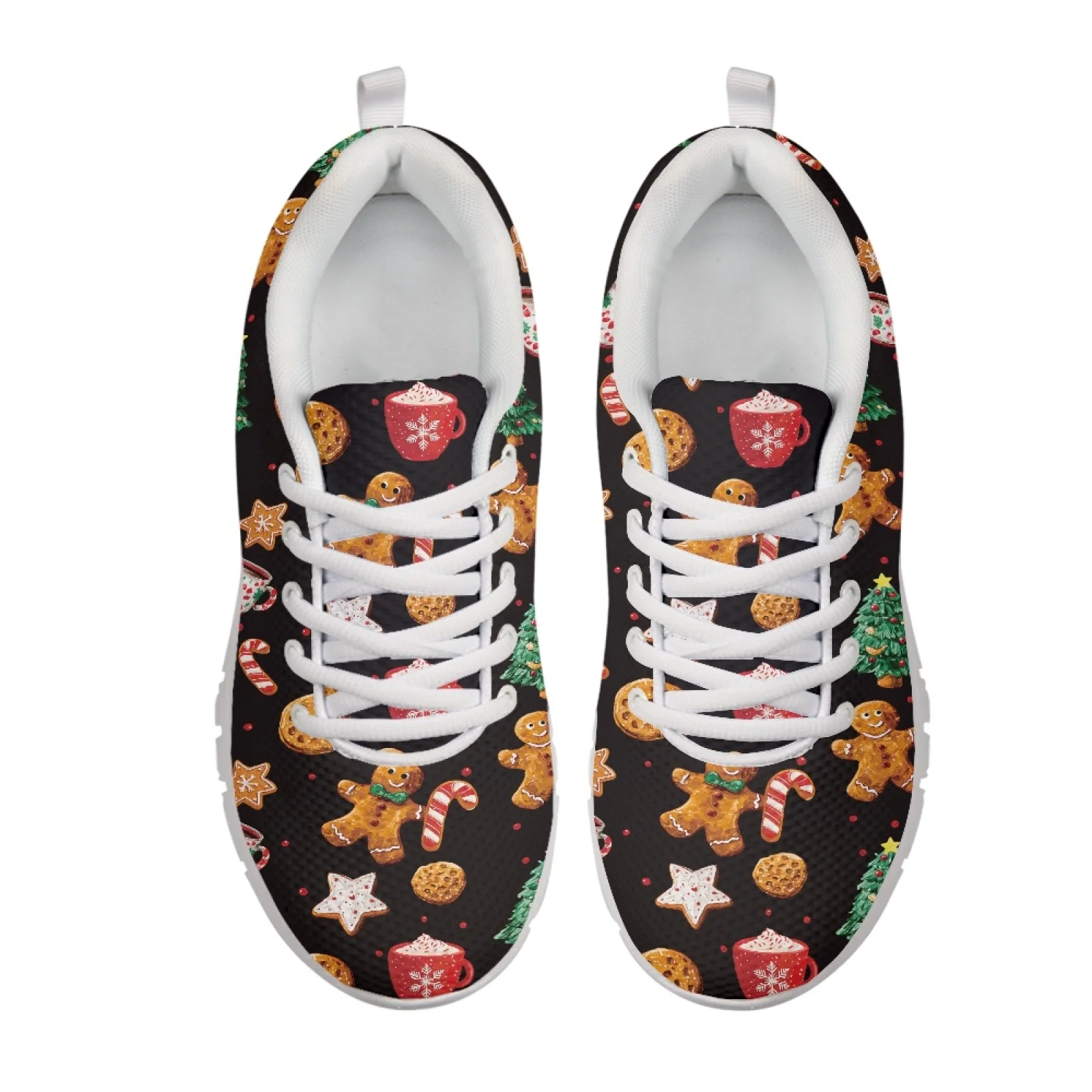 Coloranimal Santa Claus Lace Up Running Shoes for Women Mesh & EVA Sole Training Shoes New Design