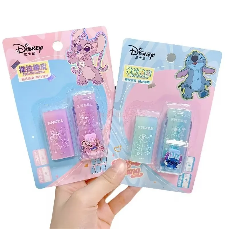 6/18pcs Disney Lilo and Stitch push-pull eraser cartoon easy to erase without leaving traces student pencil eraser stationery