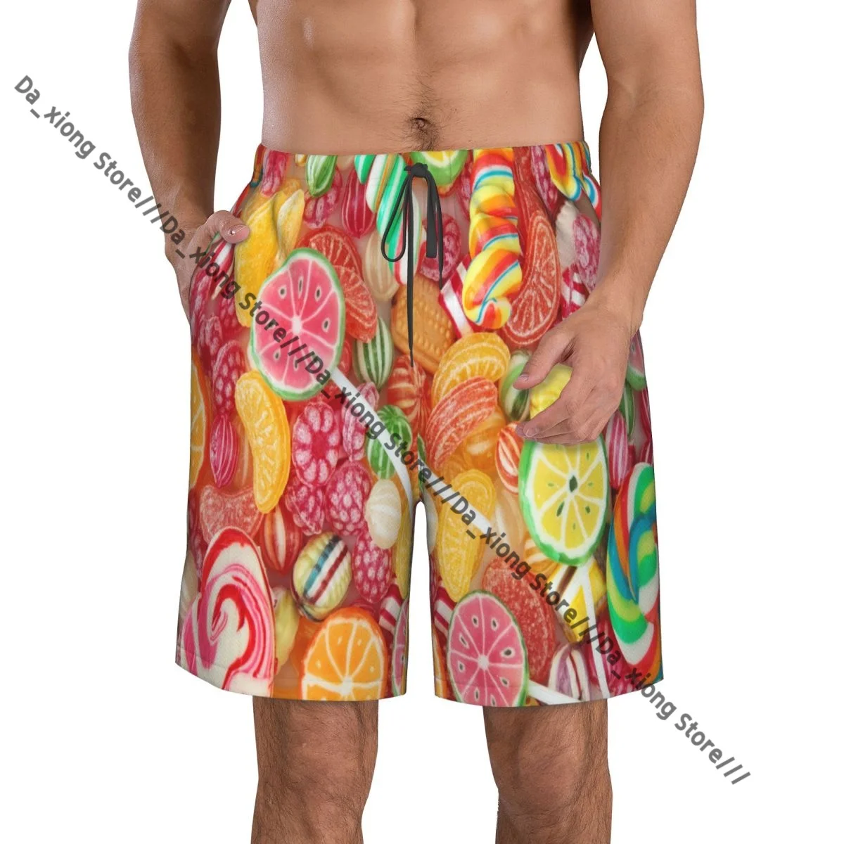 Man Swimwear Candy Caramelos Swim Shorts Trunks Beach Board Shorts Swimming Swimsuits