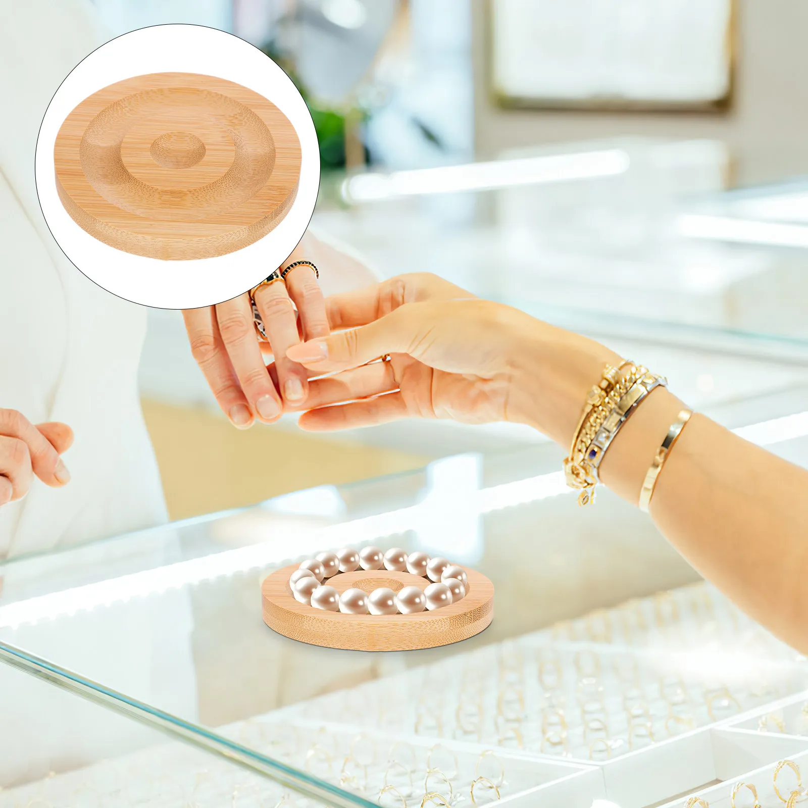 

Деревянный поднос для браслетов в простом стиле, подставка для хранения браслетов, поднос для демонстрации браслетов, держатель для украшений, реквизит для фотосессий