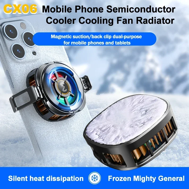 MEMO CX06 Mobile Phone Cooler Freeze Semiconductor Cooling Fan Radiator for IOS Android Magnetic/Back Clip 2 IN 1 Cool Heat Sink